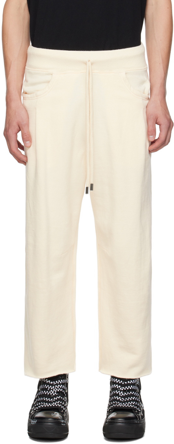 R13 Off-White Cropped Pleated Sweatpants
