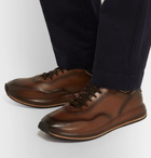 Officine Creative - Race Lux Burnished-Leather Sneakers - Dark brown
