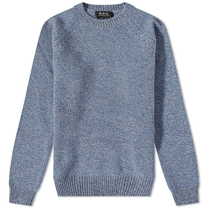 Photo: A.P.C. Men's Pierre Lambswool Crew Knit in Blue Mix