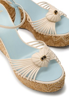 Valentino Garavani Coeur Royal 110 Leather Espadrille Wedge Sandals Cream