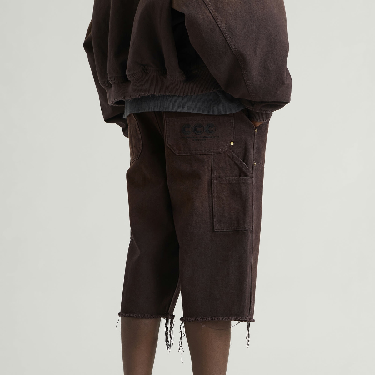 Willy Chavarria Men's Workwear Carpenter Short in Uniform Brown
