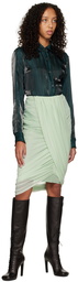 Dries Van Noten Green Draped Midi Skirt