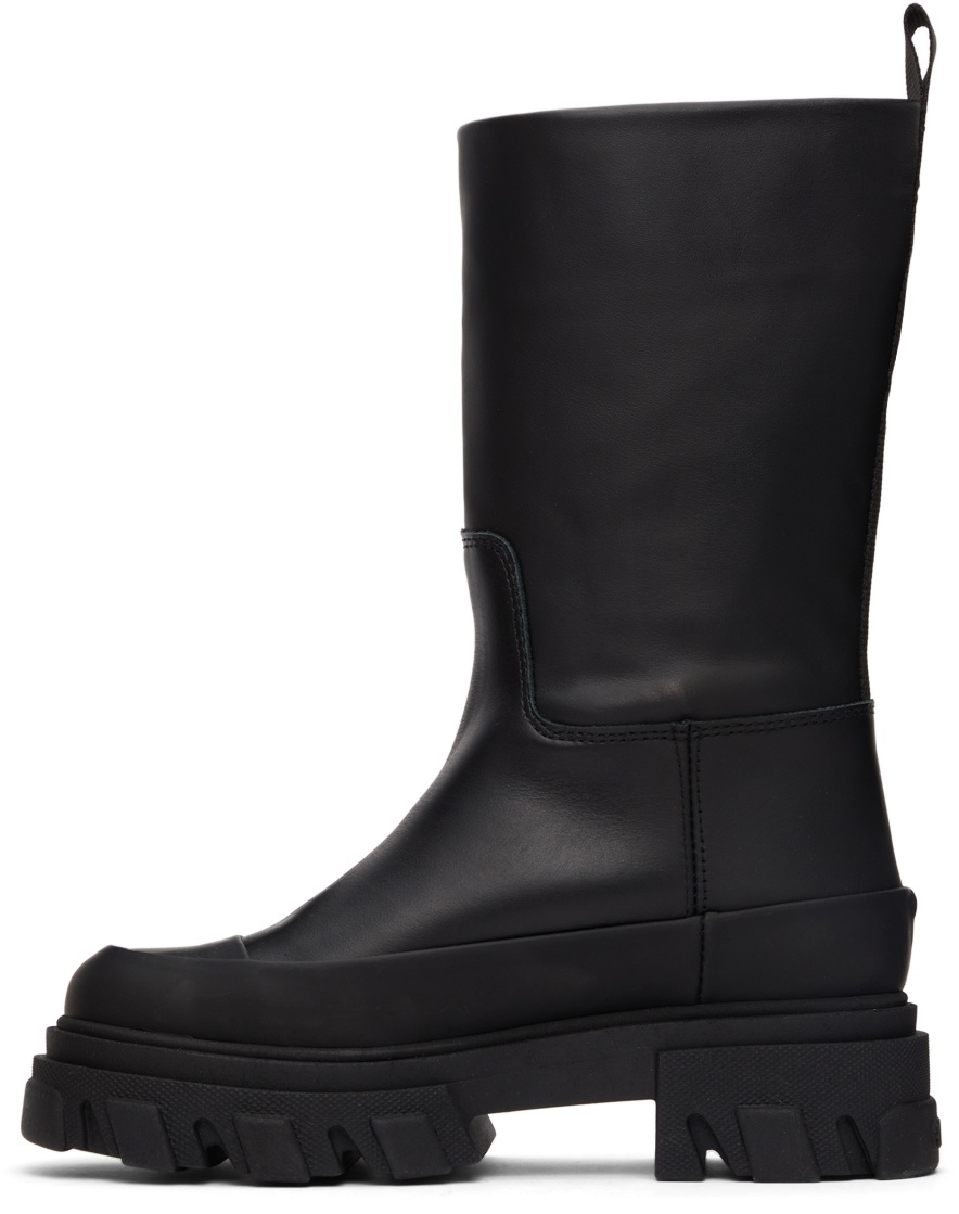 GANNI Black Leather Tubular Boots GANNI