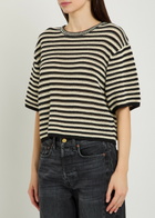 Anine Bing Theo Striped Cotton-blend T-shirt Black