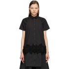 Sacai Black Poplin and Lace Short Sleeve Shirt