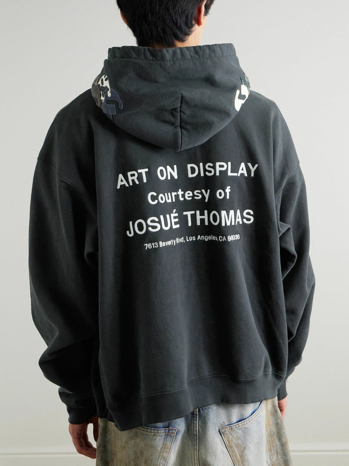 Gallery Dept. - Paint-Splattered Embellished Cotton-Jersey Hoodie - Black