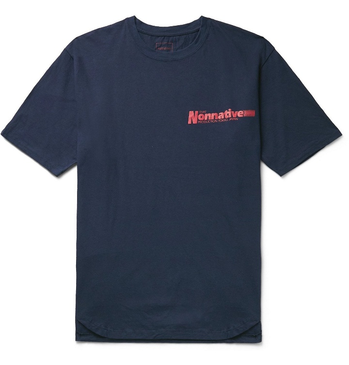 Photo: nonnative - Factory Logo-Print Cotton-Jersey T-Shirt - Blue