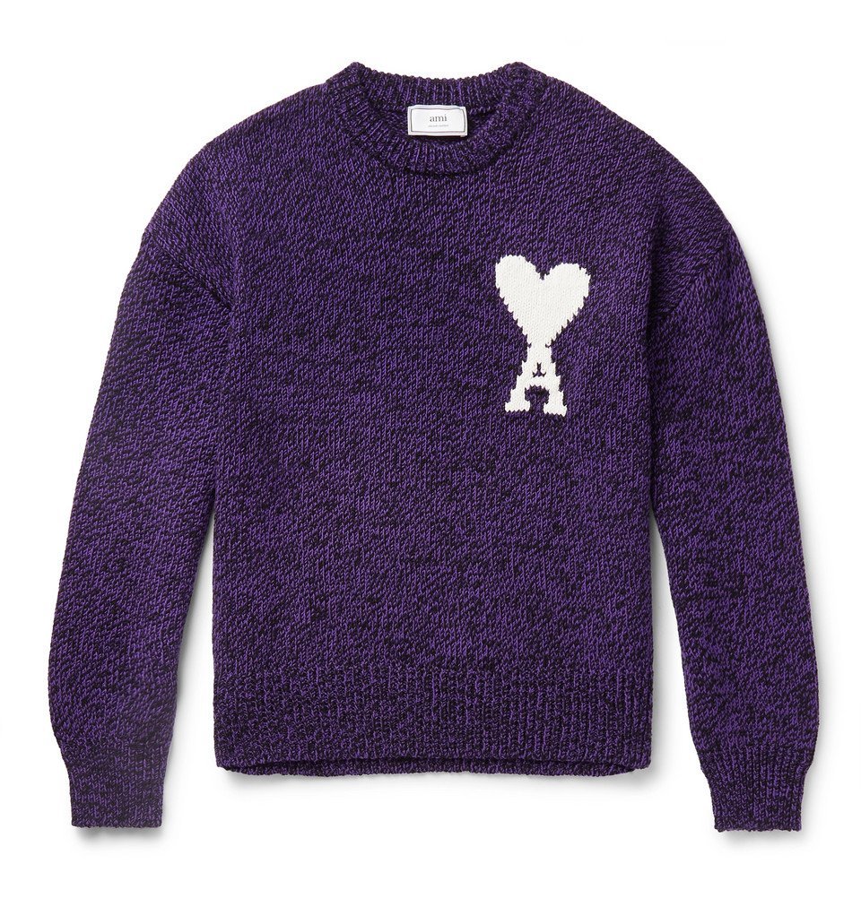 AMI Heart Logo Sweatshirt Washed Purple at