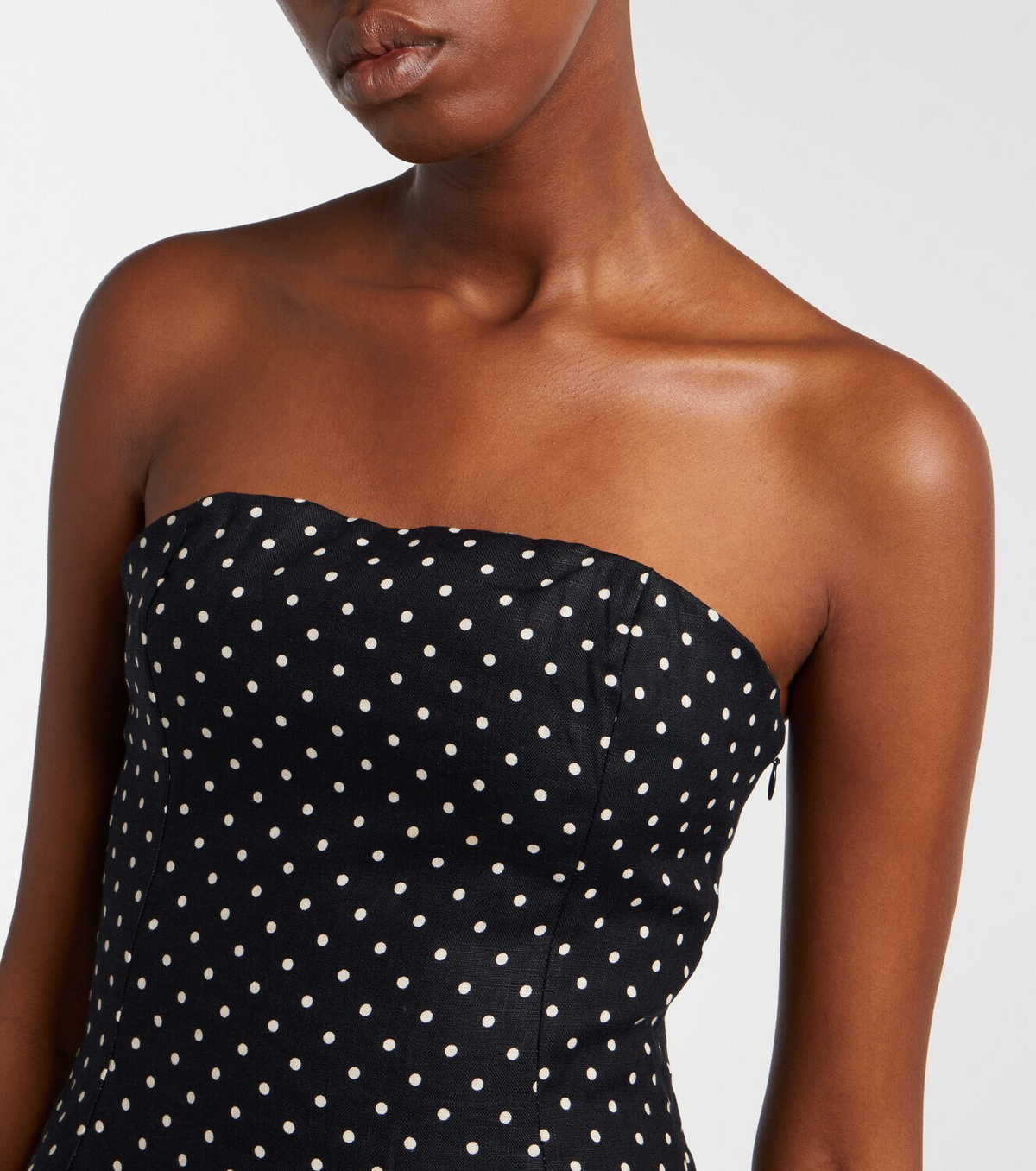 Faithfull Petro polka-dot peplum linen top