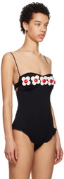 Shushu/Tong Black Appliqué Bodysuit