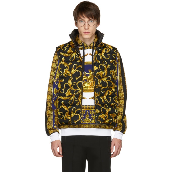 Photo: Versace Black and Gold Down Brocade Puffer Vest