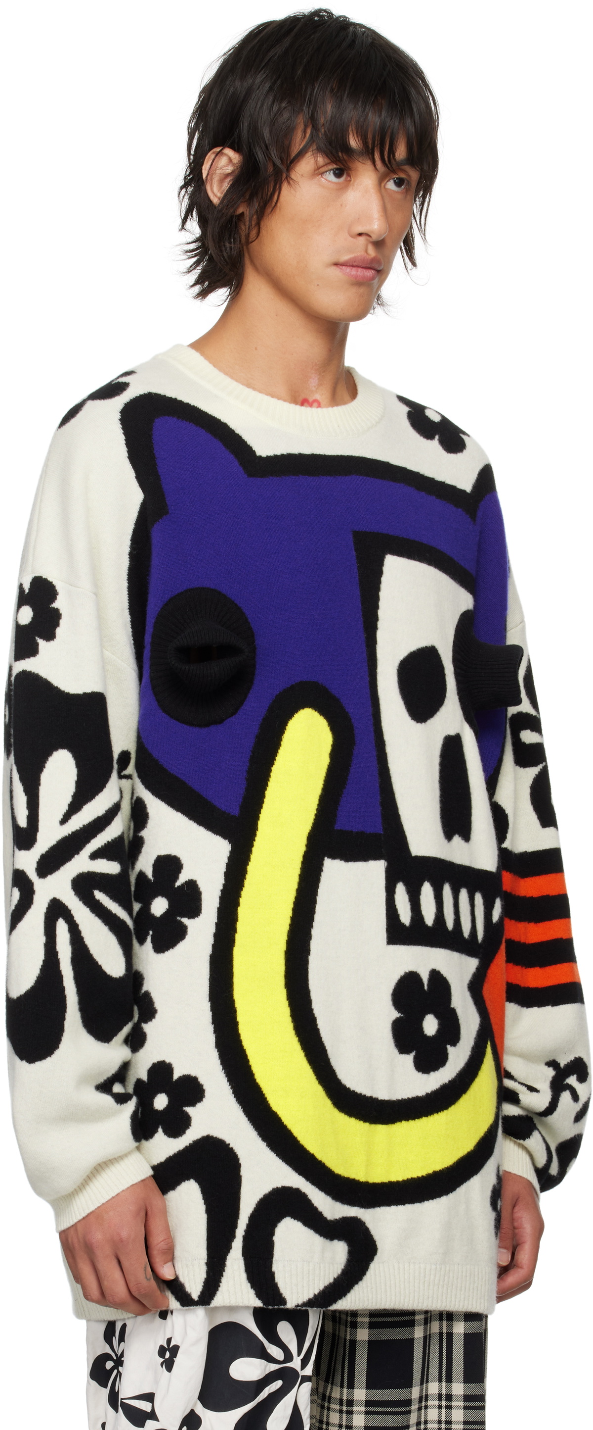 Walter Van Beirendonck White Android Knit Sweater Walter Van