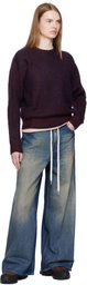 Dime Burgundy Mohair Wave Knit Sweater
