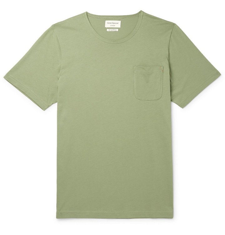 Photo: Oliver Spencer Loungewear - Supima Cotton-Jersey T-Shirt - Green