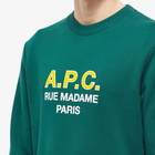 A.P.C. Men's Madame Logo Crew Sweat in Dark Green