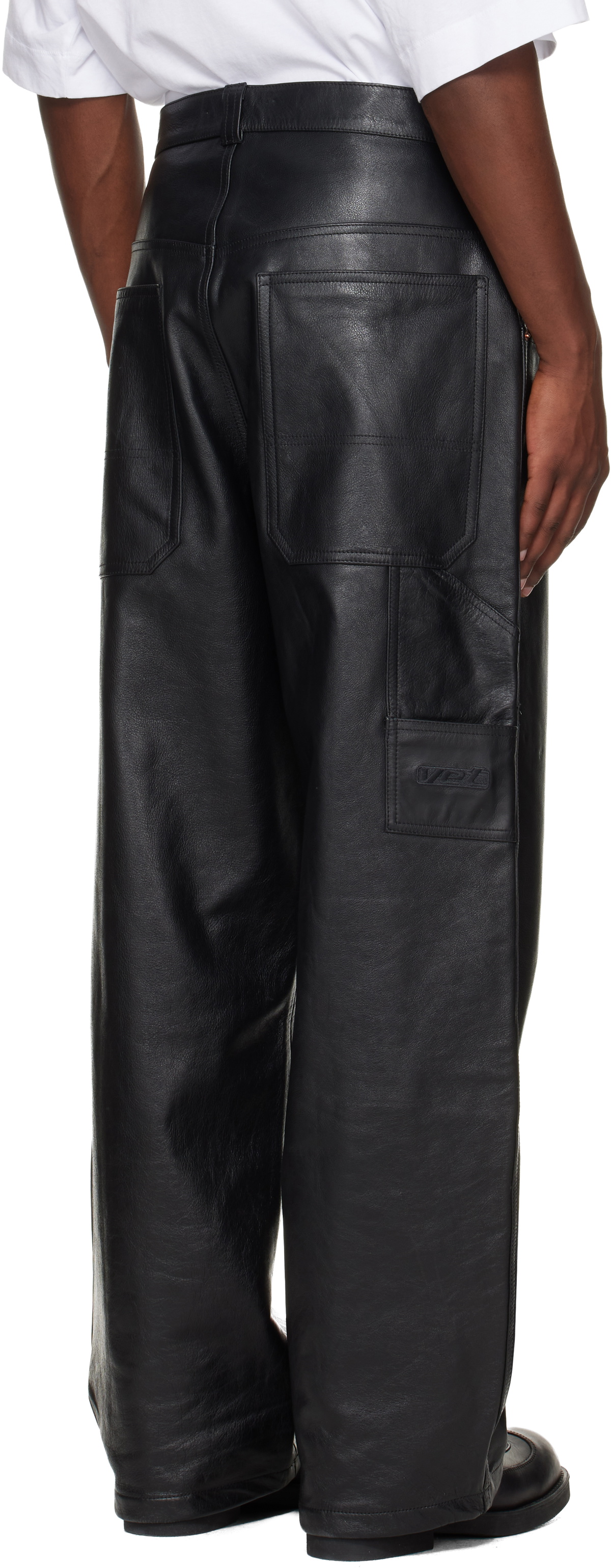 VETEMENTS Black Hip-Hop Leather Pants