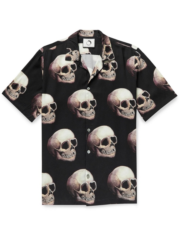 Photo: ENDLESS JOY - Skull Convertible-Collar Printed TENCEL-Blend Shirt - Black