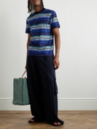 Missoni - Printed Striped Cotton-Jersey T-Shirt - Blue