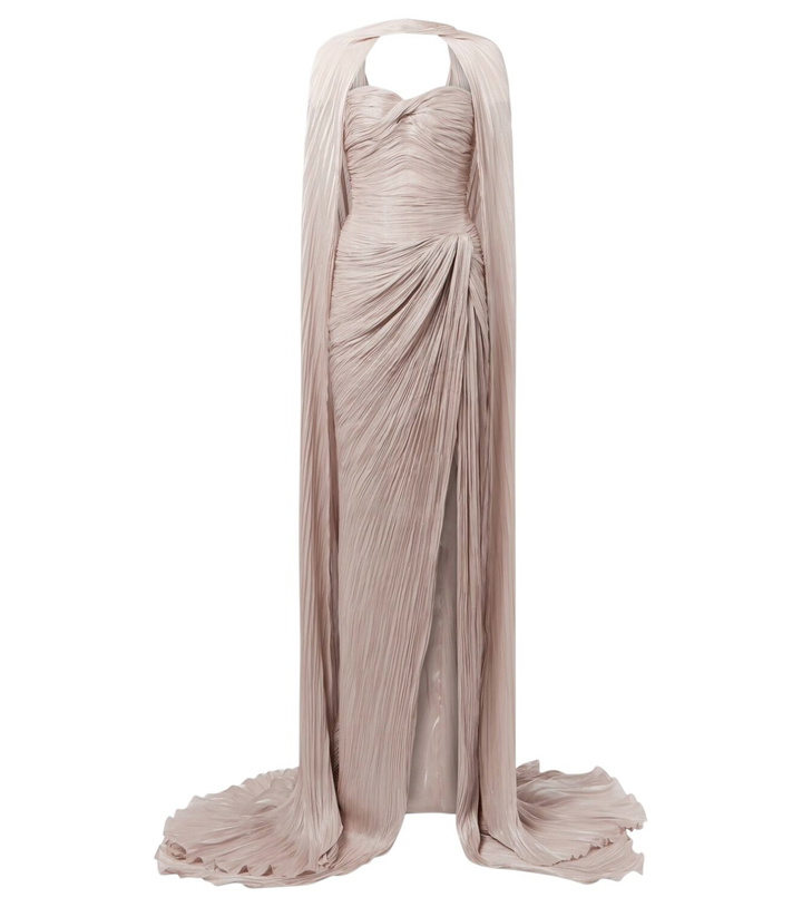 Photo: Marmar Halim Caped gathered pleated silk gown