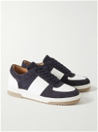 Mr P. - Atticus Suede and Pebble-Grain Leather Sneakers - Blue