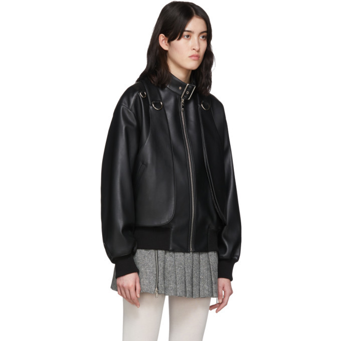 We11done: Black Oversized Faux-Shearling Denim Jacket