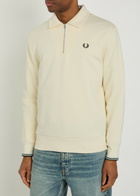 Fred Perry Half-zip Logo-embroidered Cotton Sweatshirt Ecru