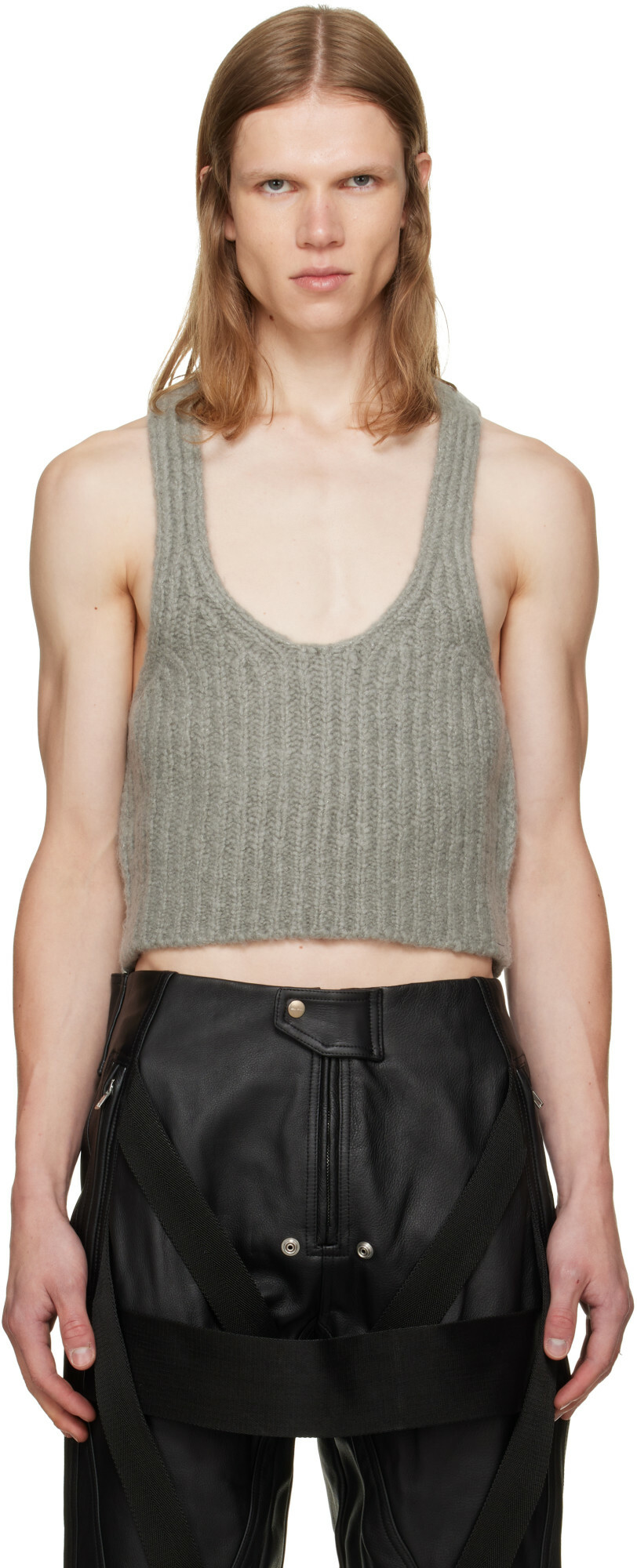 Rick Owens Gray Tower Knit Tank Top