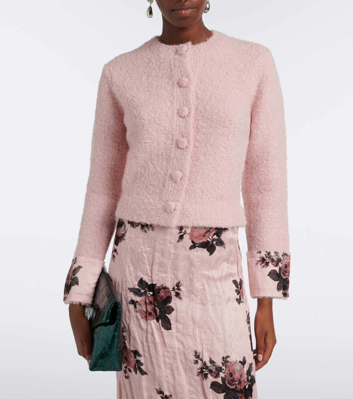 Erdem Floral wool and alpaca bouclé cardigan