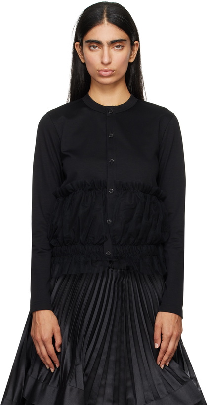 Photo: Noir Kei Ninomiya Black Ruffled Trim Cardigan