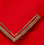 SAINT LAURENT - Slim-Fit Cropped Lamé-Trimmed Wool-Flannel Blazer - Red
