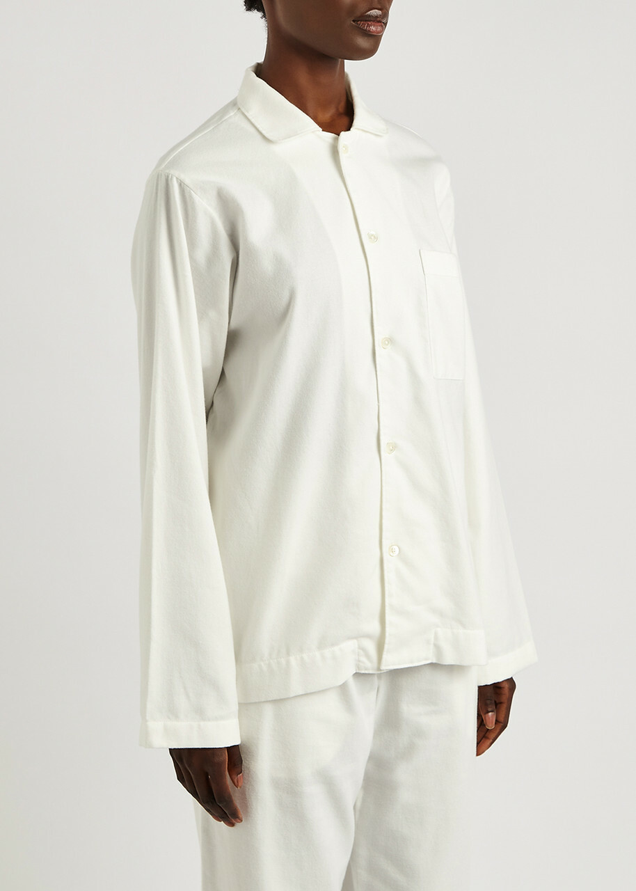 Tekla Unisex Off-white Flannel Pyjama Top, Top, 100% Organic Cotton