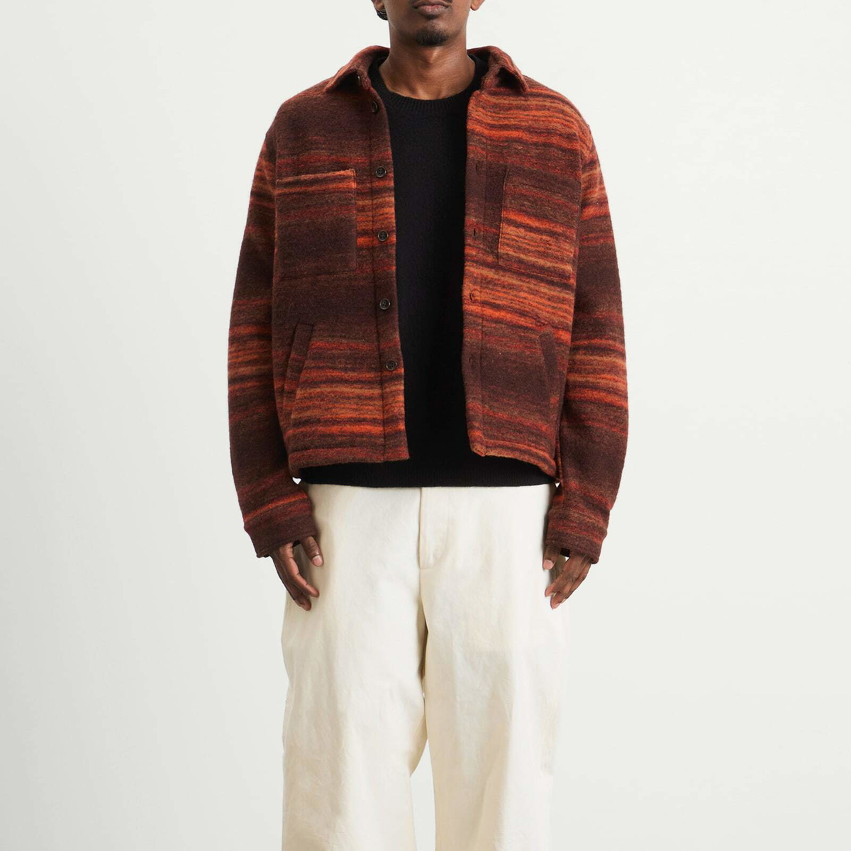 Percival Men's Missisipi Boiled Wool Jacquard Overshirt in Multi