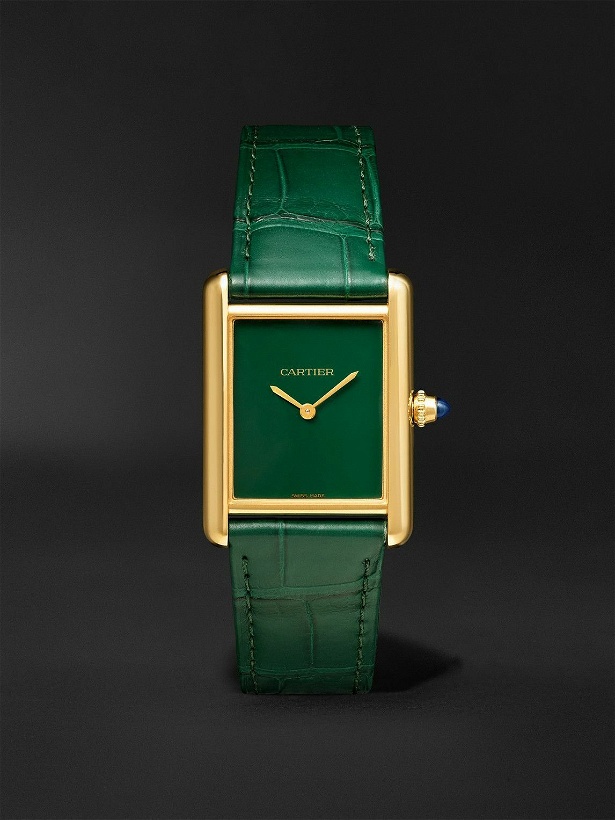 Photo: Cartier - Tank Louis Cartier Hand-Wound 25.5mm 18-Karat Gold and Alligator Watch, Ref. No. WGTA0191