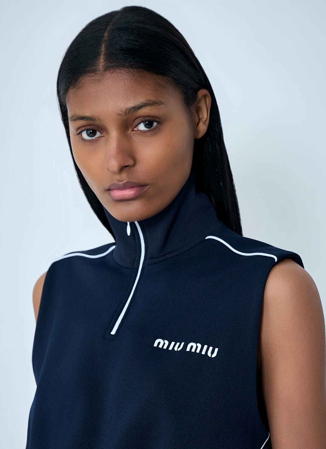 Miu Miu Sleeveless High-Neck Crop Top