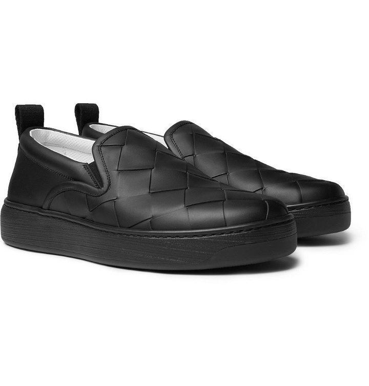 Photo: Bottega Veneta - Dodger Intrecciato Leather Slip-On Sneakers - Black