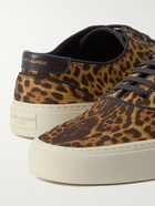 SAINT LAURENT - Venice Leather-Trimmed Leopard-Print Canvas Sneakers - Brown - EU 41