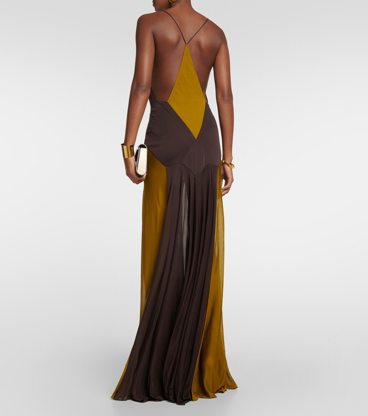 【Saint Laurent】saint laurent Crepe satin maxi dress Saint Laurent - Crêpe satin and lace maxi dress Saint Laurent
