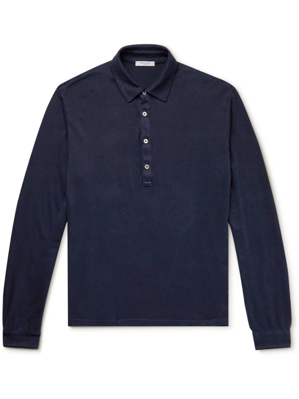 Photo: Boglioli - Cotton and Cashmere-Blend Polo Shirt - Blue