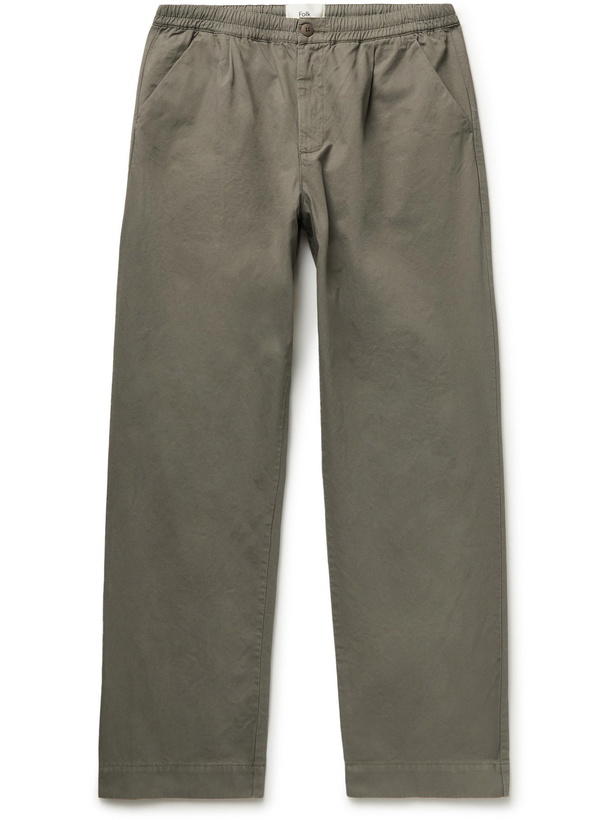 Photo: FOLK - Loom Wide-Leg Garment-Dyed Cotton-Canvas Trousers - Neutrals - 1