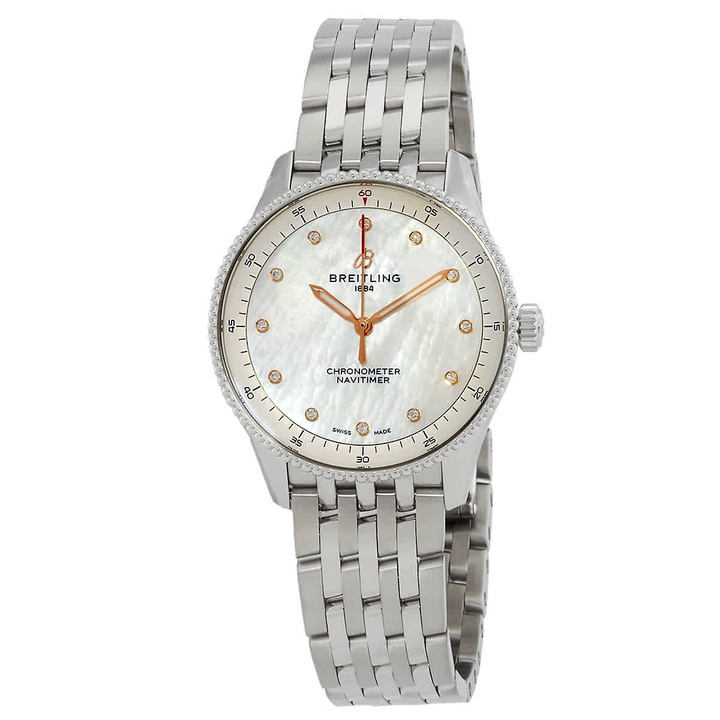 Photo: Breitling Navitimer Quartz Diamond White Mother of Pearl Dial Ladies Watch A77320E61A2A1