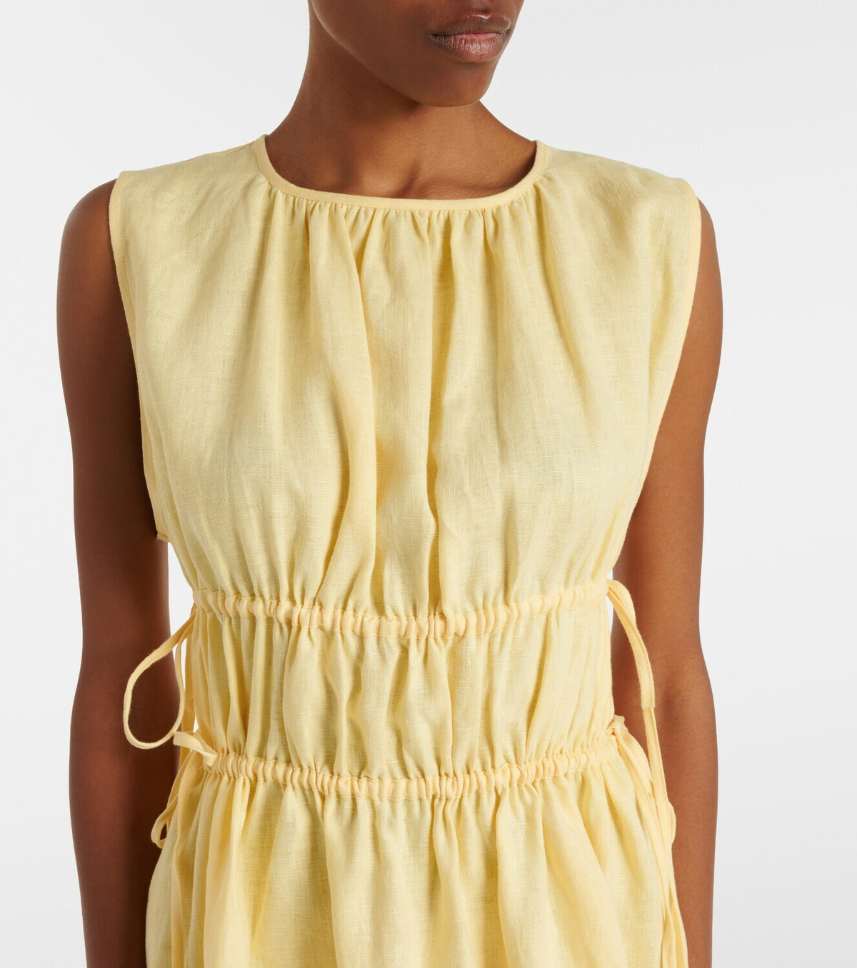 Asceno Como gathered linen minidress