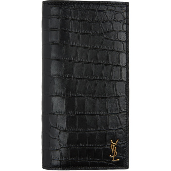 Photo: Saint Laurent Black Croc Monogramme Continental Wallet