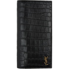 Saint Laurent Black Croc Monogramme Continental Wallet