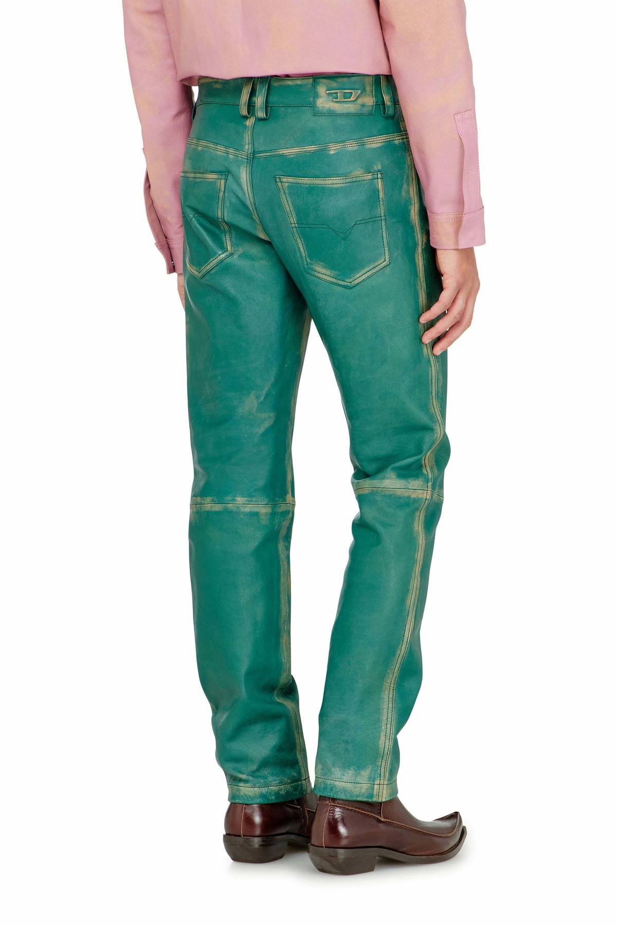 Diesel Pants in treated leather - Pants Mens in Green