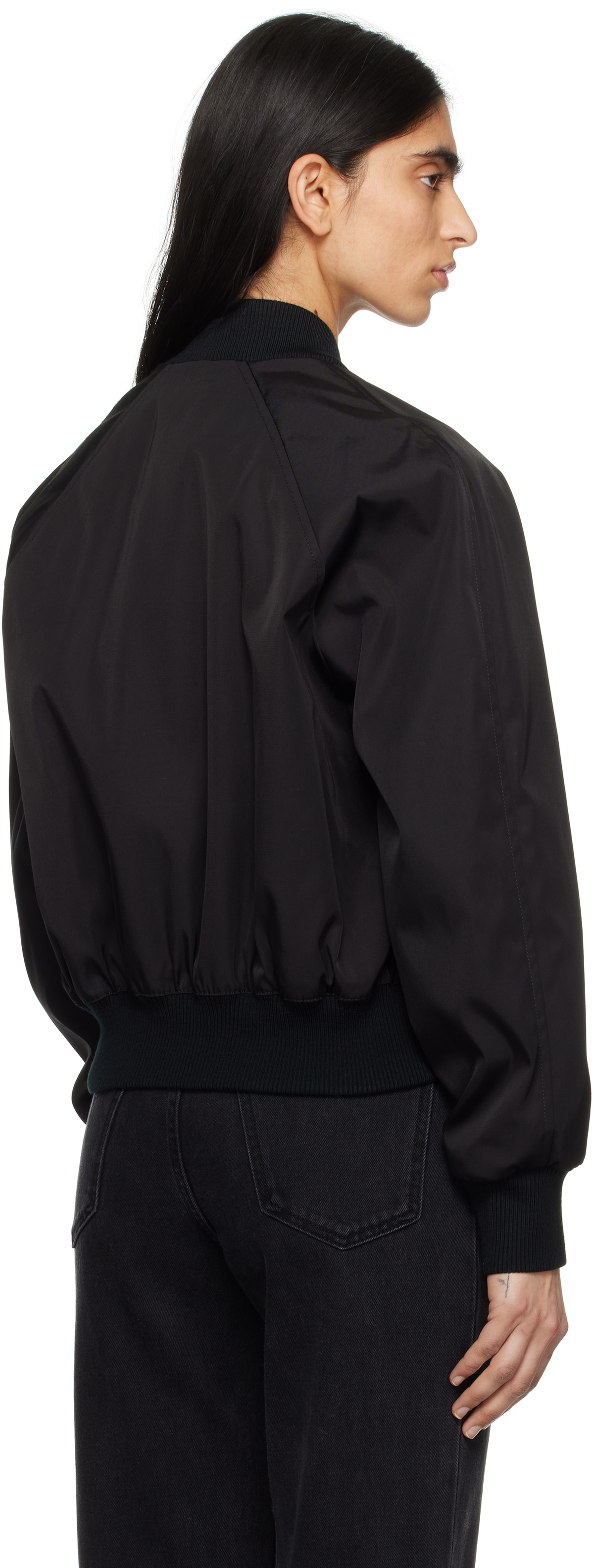 AMI Paris Black Twill Bomber Jacket