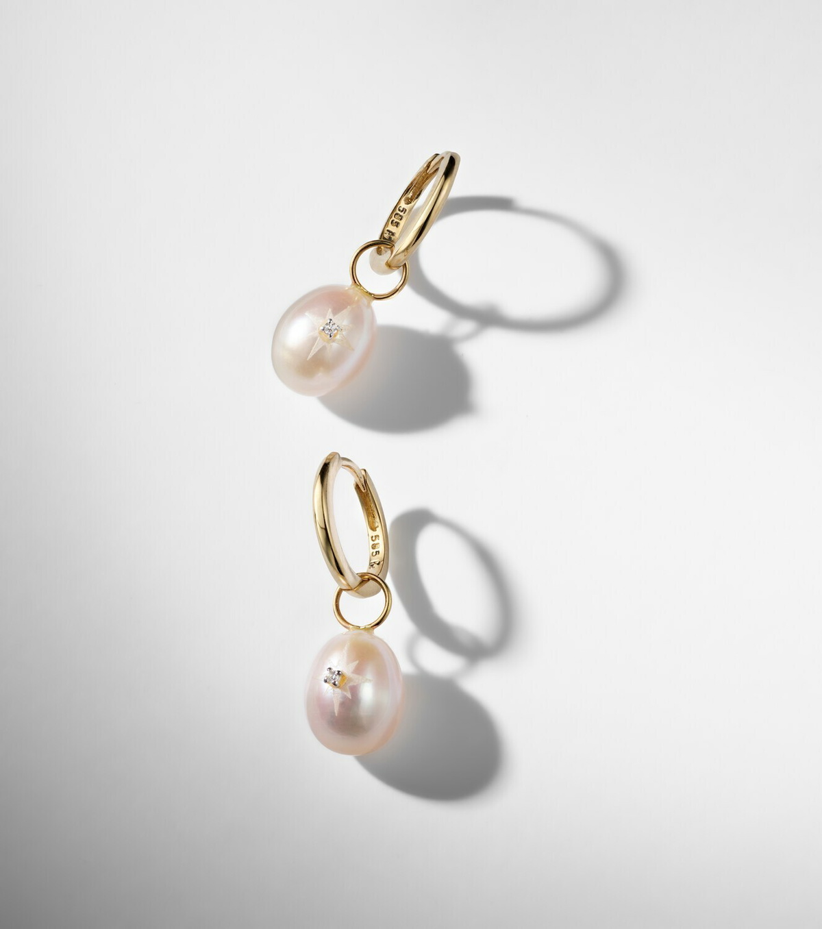 Mateo 14kt gold drop earrings with pearls and diamonds