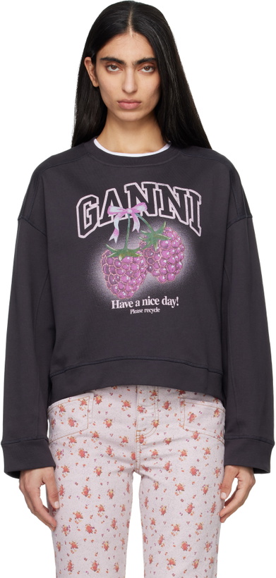 Photo: GANNI Black Raspberries Crewneck Sweatshirt
