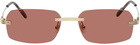 Cartier Gold & Red Rimless Sunglasses