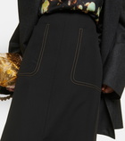 Dries Van Noten High-rise wool midi skirt