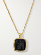 TOM WOOD - Gold-Plated Engraved Onyx Pendant Necklace - Gold